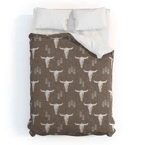 Little Arrow Design Co cow skulls on taupe Comforter