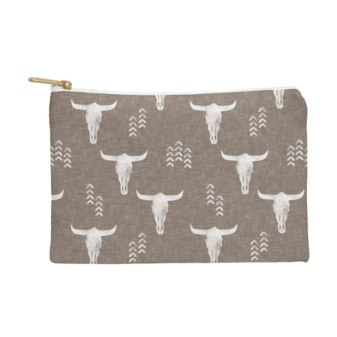 Little Arrow Design Co cow skulls on taupe Pouch
