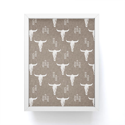 Little Arrow Design Co cow skulls on taupe Framed Mini Art Print