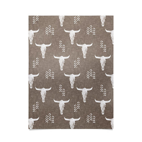 Little Arrow Design Co cow skulls on taupe Poster