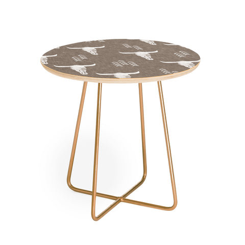 Little Arrow Design Co cow skulls on taupe Round Side Table