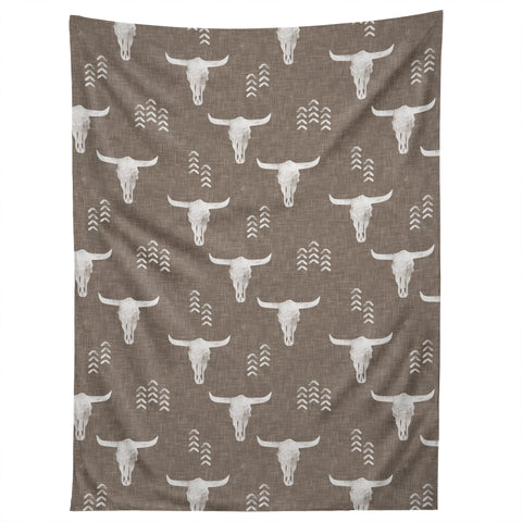 Little Arrow Design Co cow skulls on taupe Tapestry