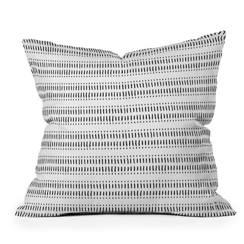 Little Arrow Design Co dash dot stripes black white Outdoor Throw Pillow