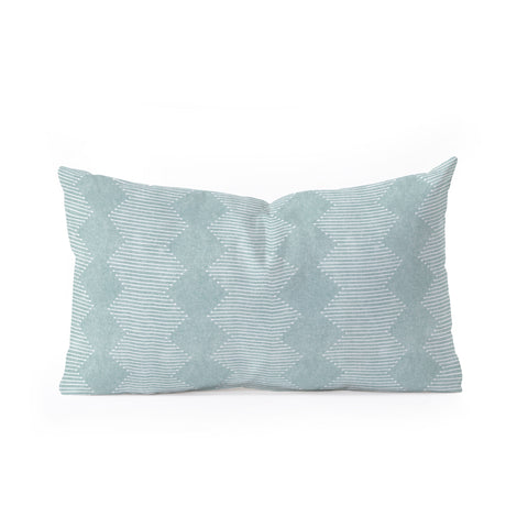 Little Arrow Design Co diamond mud cloth dusty blue Oblong Throw Pillow