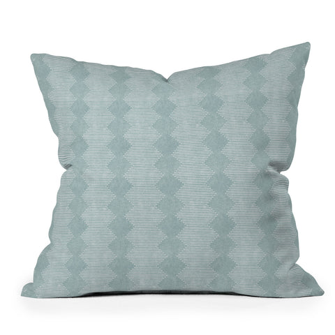 Little Arrow Design Co diamond mud cloth dusty blue Outdoor Throw Pillow