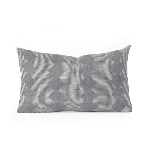 Little Arrow Design Co diamond mud cloth gray Oblong Throw Pillow