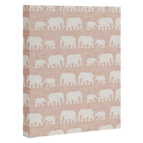 Little Arrow Design Co elephants marching dusty pink Art Canvas