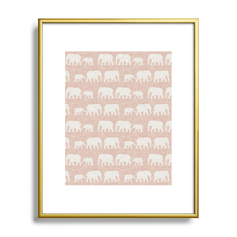 Little Arrow Design Co elephants marching dusty pink Metal Framed Art Print