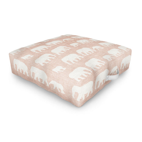 Little Arrow Design Co elephants marching dusty pink Outdoor Floor Cushion