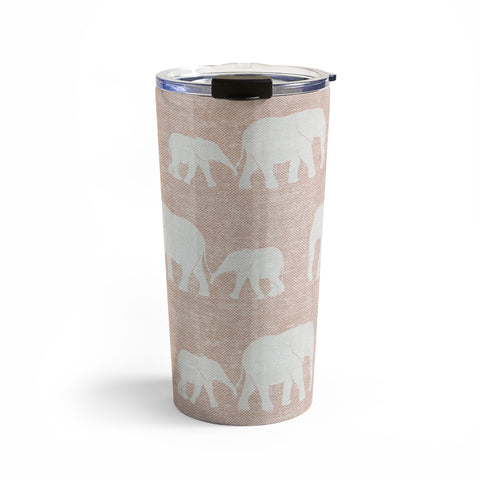 Little Arrow Design Co elephants marching dusty pink Travel Mug