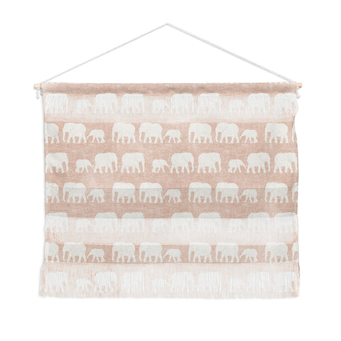 Little Arrow Design Co elephants marching dusty pink Wall Hanging Landscape
