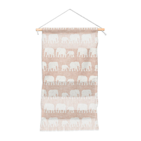 Little Arrow Design Co elephants marching dusty pink Wall Hanging Portrait