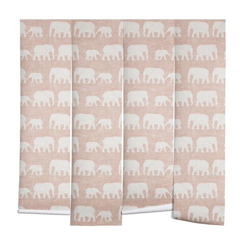 Little Arrow Design Co elephants marching dusty pink Wall Mural