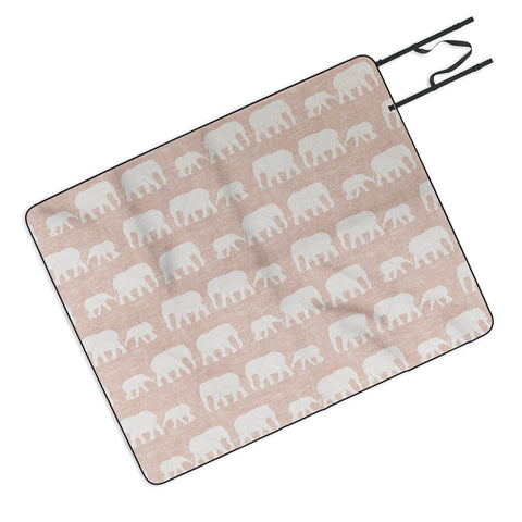 Little Arrow Design Co elephants marching dusty pink Picnic Blanket
