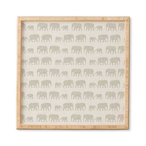 Little Arrow Design Co elephants marching khaki Framed Wall Art