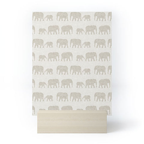 Little Arrow Design Co elephants marching khaki Mini Art Print