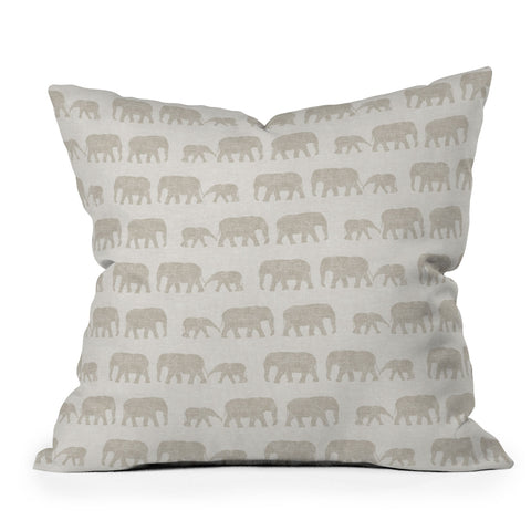 Little Arrow Design Co elephants marching khaki Throw Pillow
