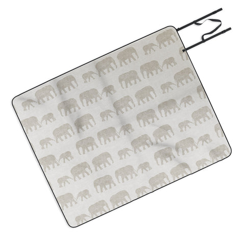 Little Arrow Design Co elephants marching khaki Picnic Blanket