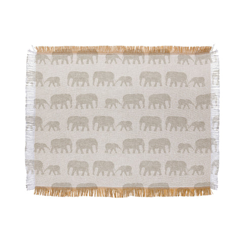 Little Arrow Design Co elephants marching khaki Throw Blanket