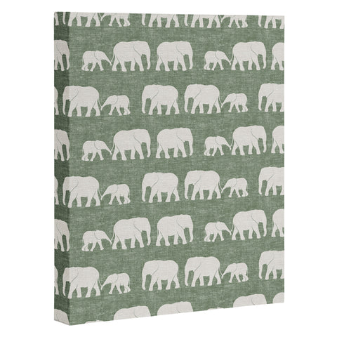 Little Arrow Design Co elephants marching sage Art Canvas
