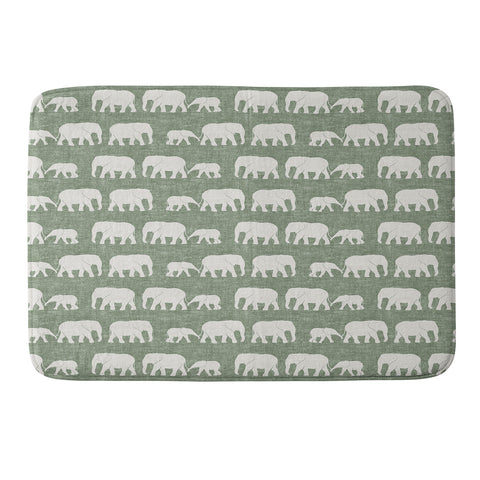 Little Arrow Design Co elephants marching sage Memory Foam Bath Mat
