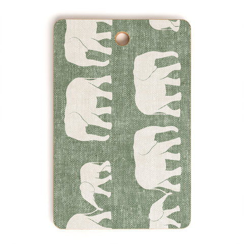 Little Arrow Design Co elephants marching sage Cutting Board Rectangle