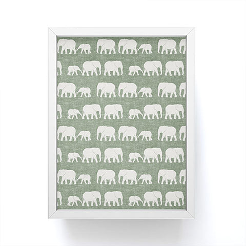 Little Arrow Design Co elephants marching sage Framed Mini Art Print