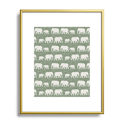 Little Arrow Design Co elephants marching sage Metal Framed Art Print