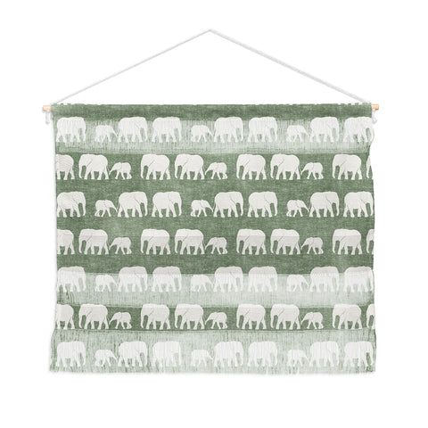 Little Arrow Design Co elephants marching sage Wall Hanging Landscape