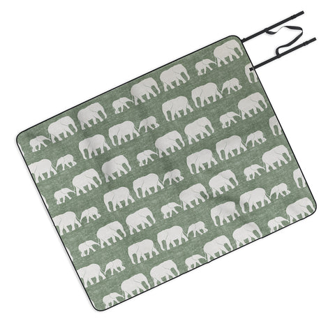 Little Arrow Design Co elephants marching sage Picnic Blanket