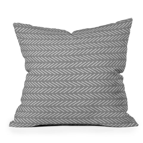 Little Arrow Design Co Farmhouse Stitch On Grey Outdoor Throw Pillow