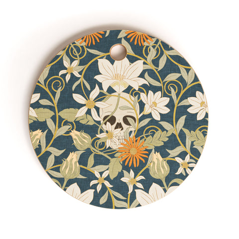 Little Arrow Design Co floral skulls blue Cutting Board Round
