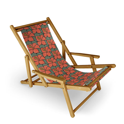 Little Arrow Design Co geometric hibiscus orange Sling Chair
