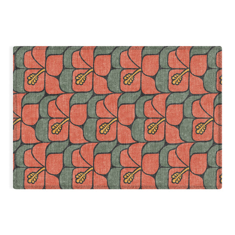 Little Arrow Design Co geometric hibiscus orange Outdoor Rug