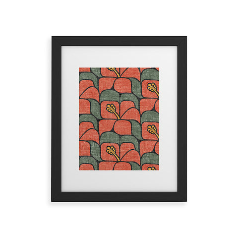 Little Arrow Design Co geometric hibiscus orange Framed Art Print
