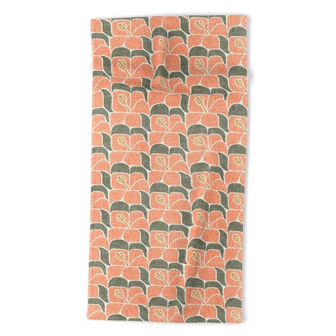 Little Arrow Design Co geometric hibiscus peach Beach Towel