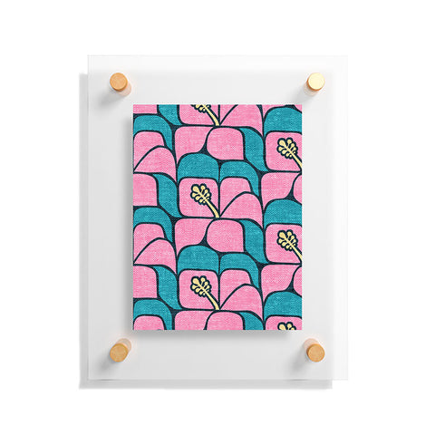 Little Arrow Design Co geometric hibiscus pink teal Floating Acrylic Print