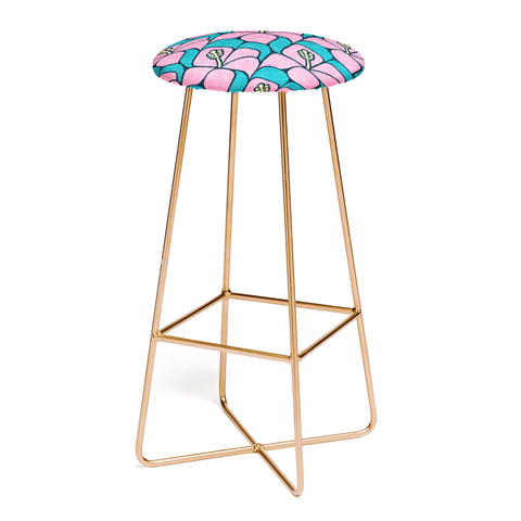 Little Arrow Design Co geometric hibiscus pink teal Bar Stool