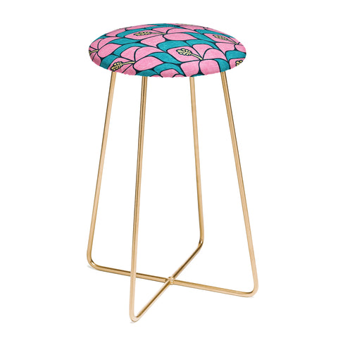 Little Arrow Design Co geometric hibiscus pink teal Counter Stool