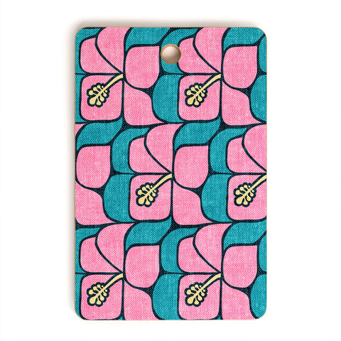 Little Arrow Design Co geometric hibiscus pink teal Cutting Board Rectangle