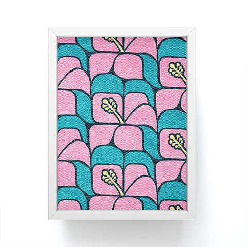 Little Arrow Design Co geometric hibiscus pink teal Framed Mini Art Print