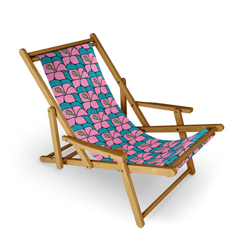 Little Arrow Design Co geometric hibiscus pink teal Sling Chair