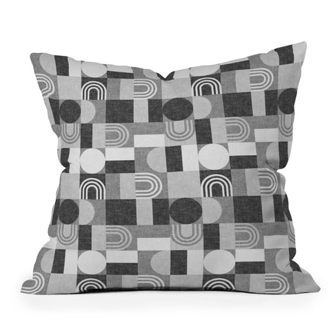Little Arrow Design Co geometric patchwork gray Outdoor Throw Pillow