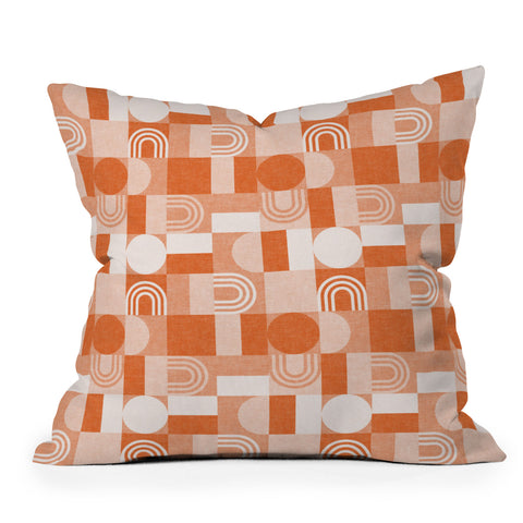 Little Arrow Design Co geometric patchwork orange Outdoor Throw Pillow