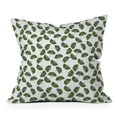 Little Arrow Design Co green ginkgo leaves Outdoor Throw Pillow