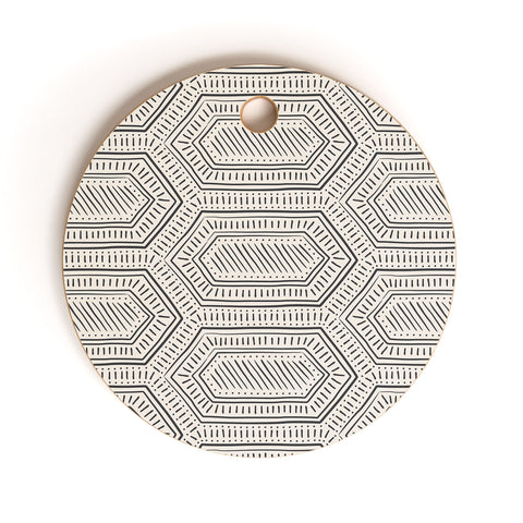 Little Arrow Design Co hexagon boho tile in charcoal Cutting Board Round