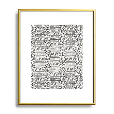 Little Arrow Design Co hexagon boho tile in charcoal Metal Framed Art Print
