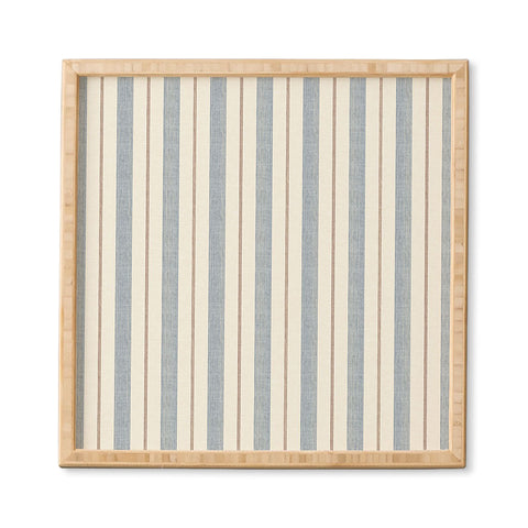Little Arrow Design Co ivy stripes cream and blue Framed Wall Art
