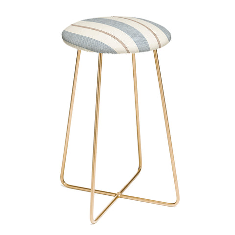 Little Arrow Design Co ivy stripes cream and blue Counter Stool