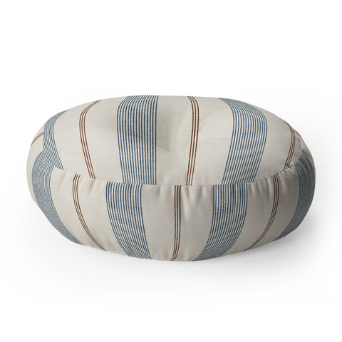 Little Arrow Design Co ivy stripes cream and blue Floor Pillow Round